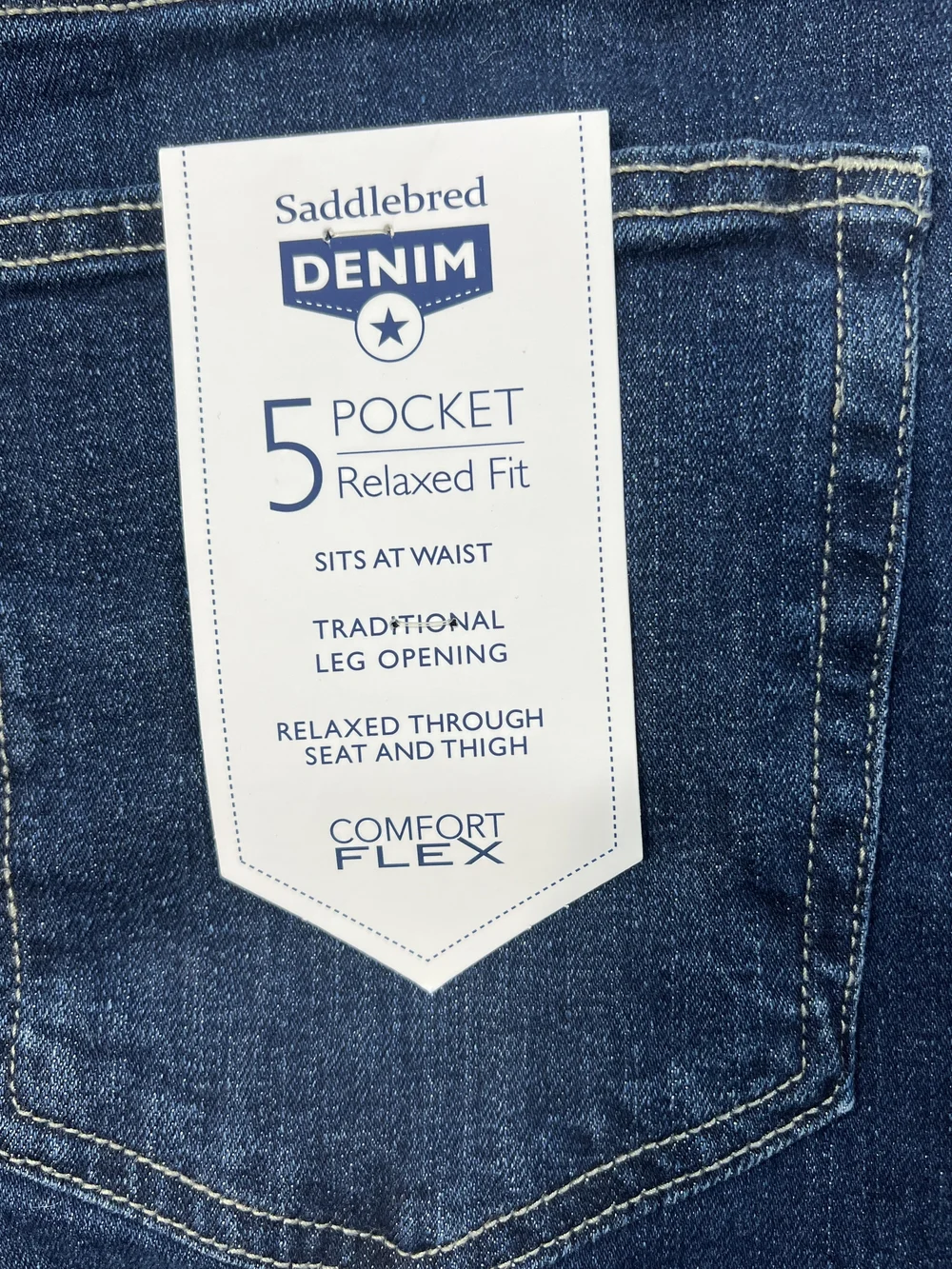 Saddlebred Denim Comfort Flex Relaxed‎ Fit Jeans Mens 36x32 Greenstone Dark Wash